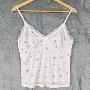 Womens Top Medium Babydoll Y2K Romantic Floral Coquette Fairy Feminine Lace Cami